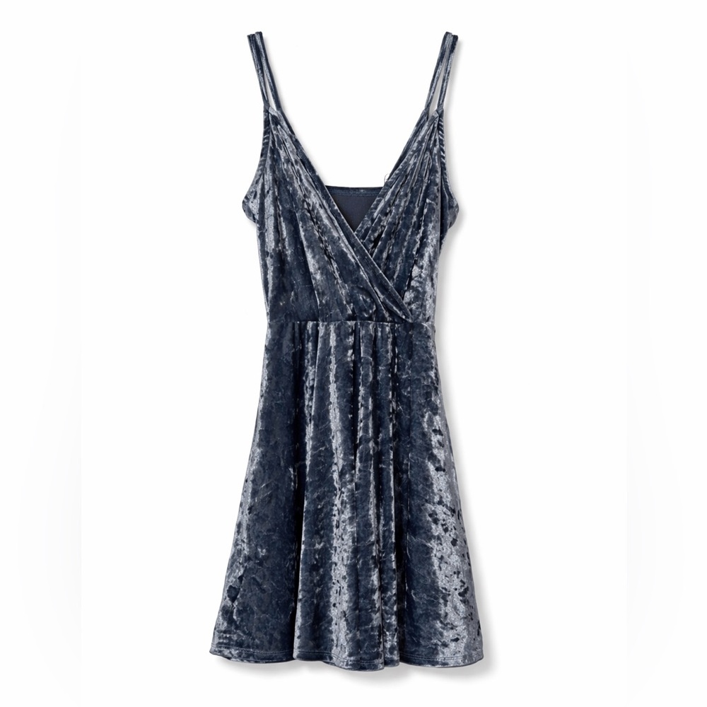 love, Fire Velvet Mini Dress in Sky Blue